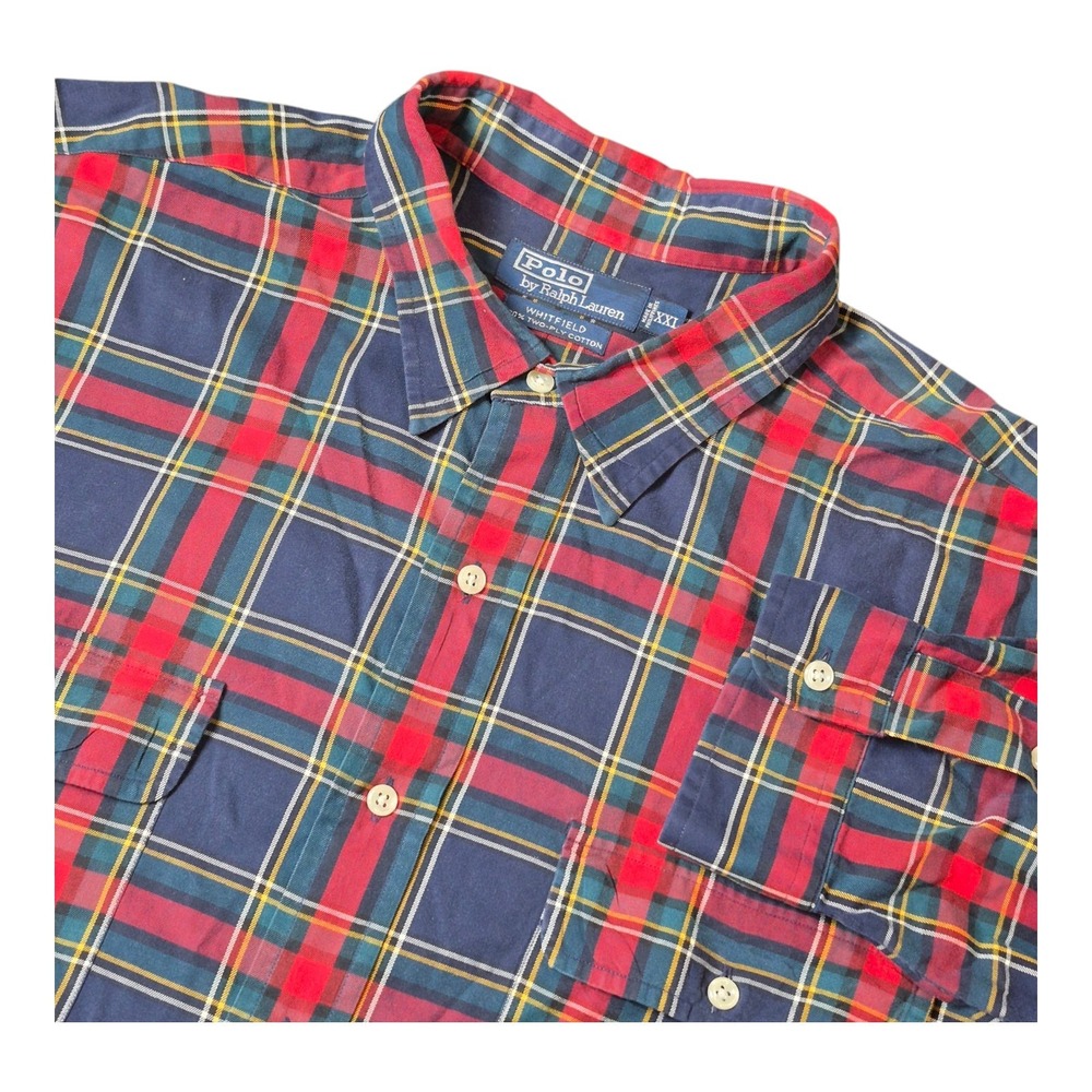 VTG Polo Ralph Lauren Whitfield 2-Ply Cotton Two Pocket Button Up Shirt Mens XXL